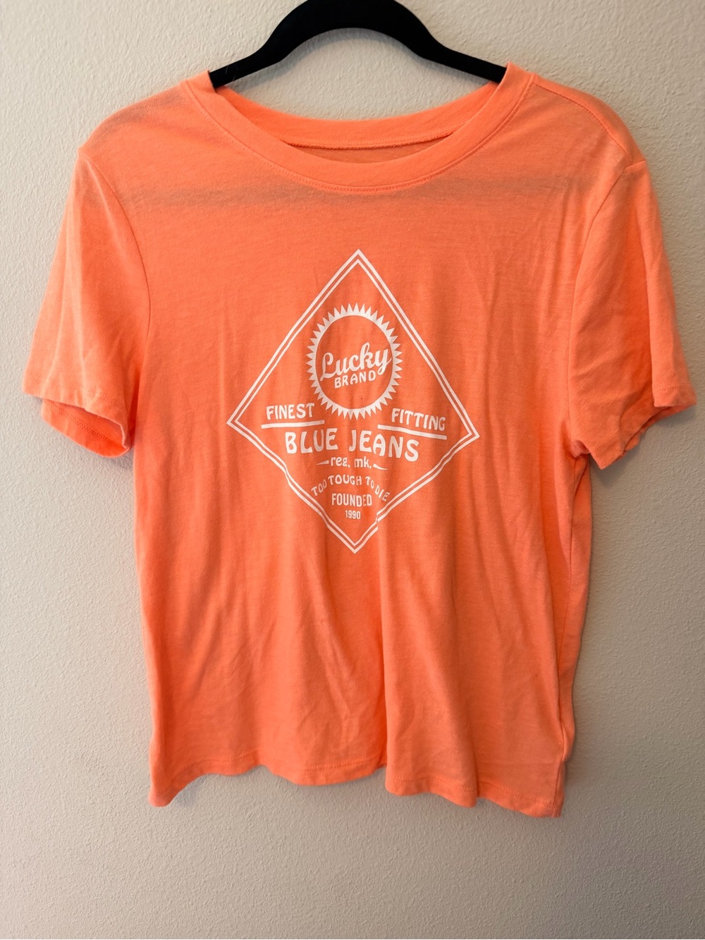 Lucky Brand Coral-Orange Graphic Short Sleeve Tee